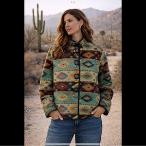 Flashback Southwestern Tapestry Jacket Boho Aztec Print